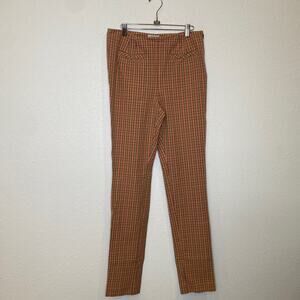 Anthropologie The Essential Slim Plaid Straight Leg Pants Long Inseam Sz 10